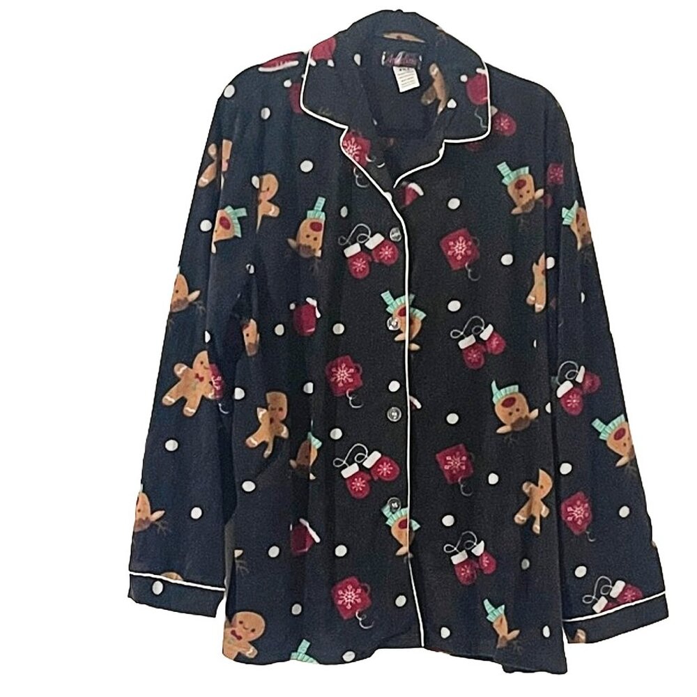 🎄 Gingerbread Man Pajama Set – Comfy Two-Piece • Holiday Print • Notch Collar - Picture 4 of 7
